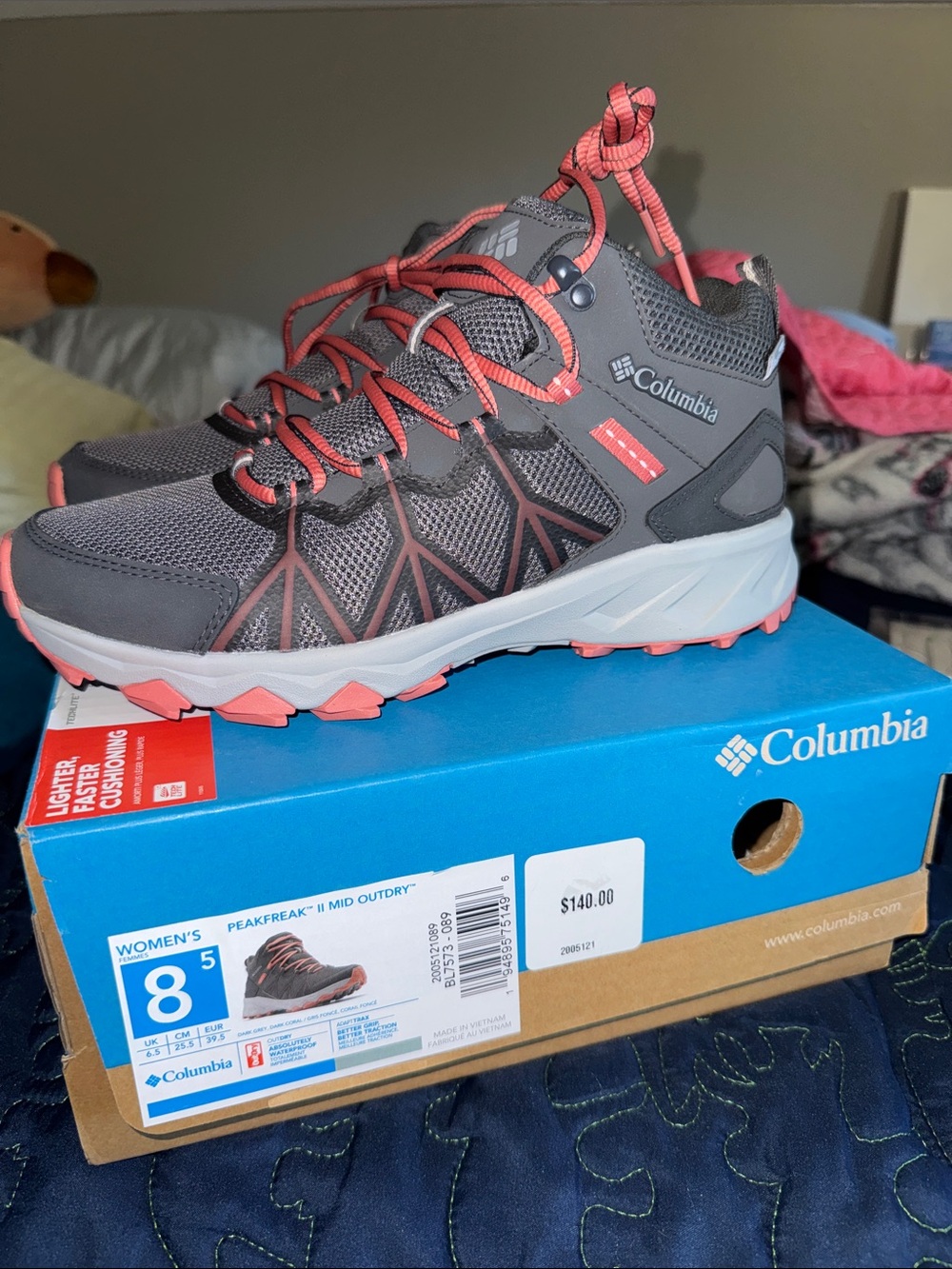 Columbia Women's Trail Mid Hiking Shoes - Gray & Coral